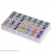 Yellow Mountain Imports Double 6 Dominoes with Colored Numerals in Bamboo Case B0771RV9KD